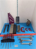 Tools and whetstones. One new. Misc lot