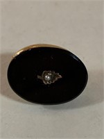 black onyx pearl leaf pin