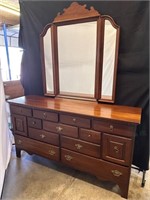 Kincaid dresser with hinged mirror; Reserve $20