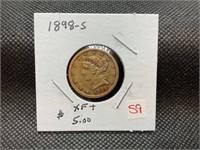 1898-S $5 GOLD HALF EAGLE