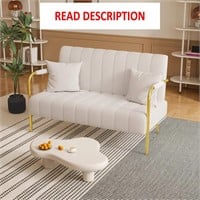 USED Mbolyeer Loveseat: 60 Beige Velvet Couch