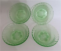 (4) 5" Green Depression Bowls
