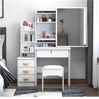 Wanttii Vanity Desk with Mirror and LED Lights, Va