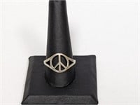 .925 Sterling Peace Symbol Ring Sz 11
