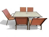 Outdoor Glass Top Patio Table with 5 Chairs