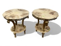 Vintage Faux Marble top French Style Side tables