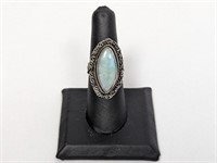 Silver tone Marquise Shape Ring Sz 7.5