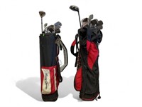 2 Golf Bags with Golf Clubs