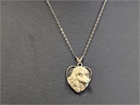 18" .925 Sterling Chain w/Craved Poodle Pendant