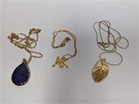 3-Goldtone Necklace w/Pendants