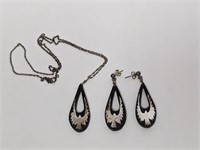 20" .925 Sterling Necklace & Earring Set w/Eagle