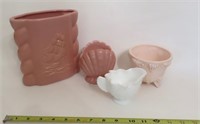 Abingdon Pottery. Pink and White Milk Glass