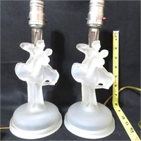 Frosted Vintage Figural Lamps with