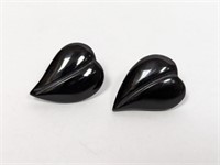 Black Stone Heart Shaped Earrings