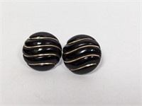 Black Stone Earrings w/Gold Tone Accents