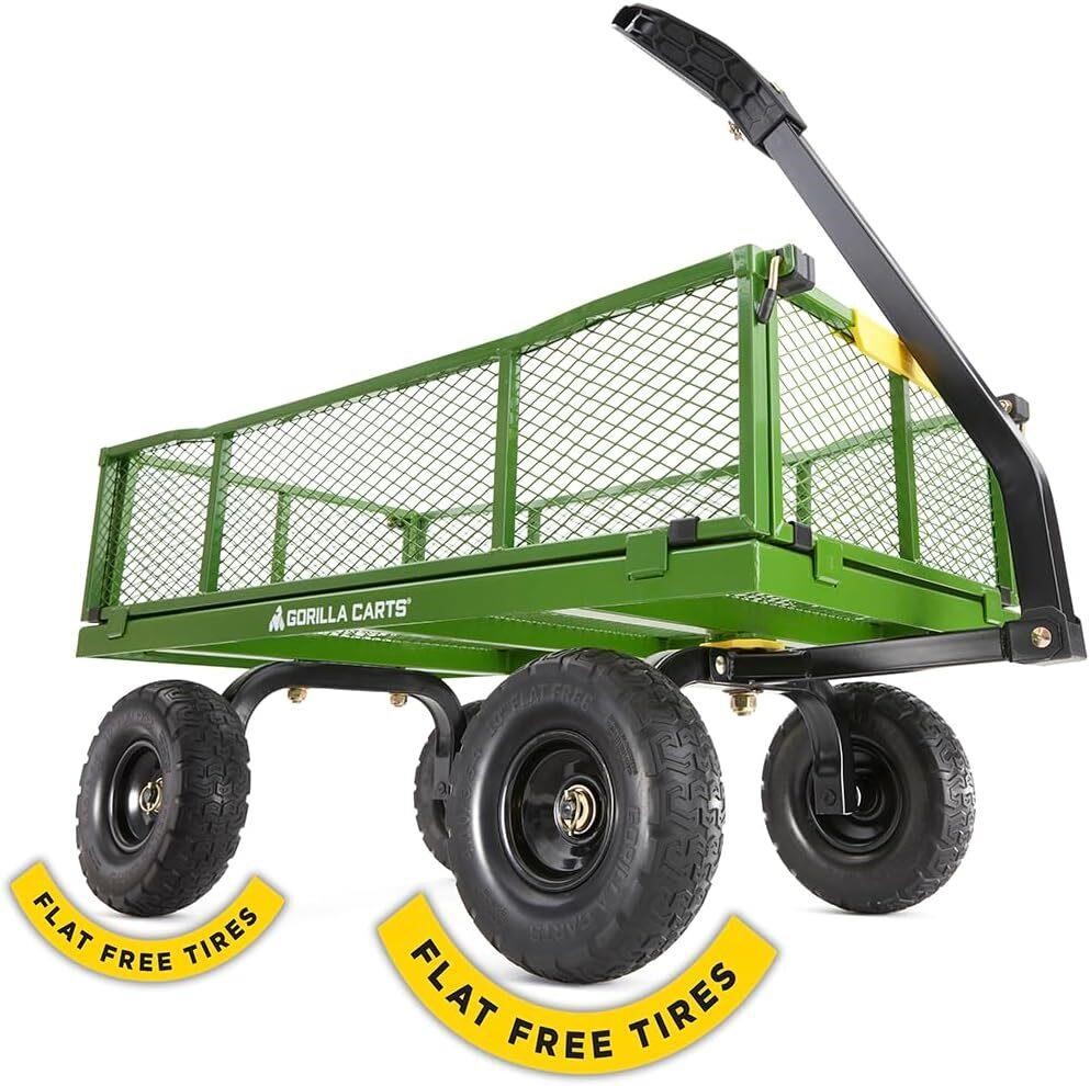 Gorilla Carts 4 Cu. Steel Utility Cart  Green