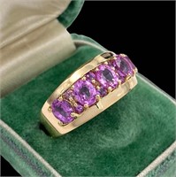 Vintage 18k Gold Pink Sapphire Channel Ring HEAVY