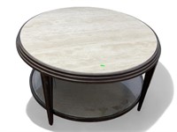 Contemporary Marble Top Glass Shelf Coffee Table