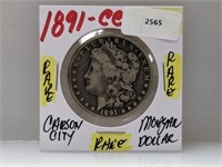 RARE 1891-CC 90% Silver Morgan $1 Dollar