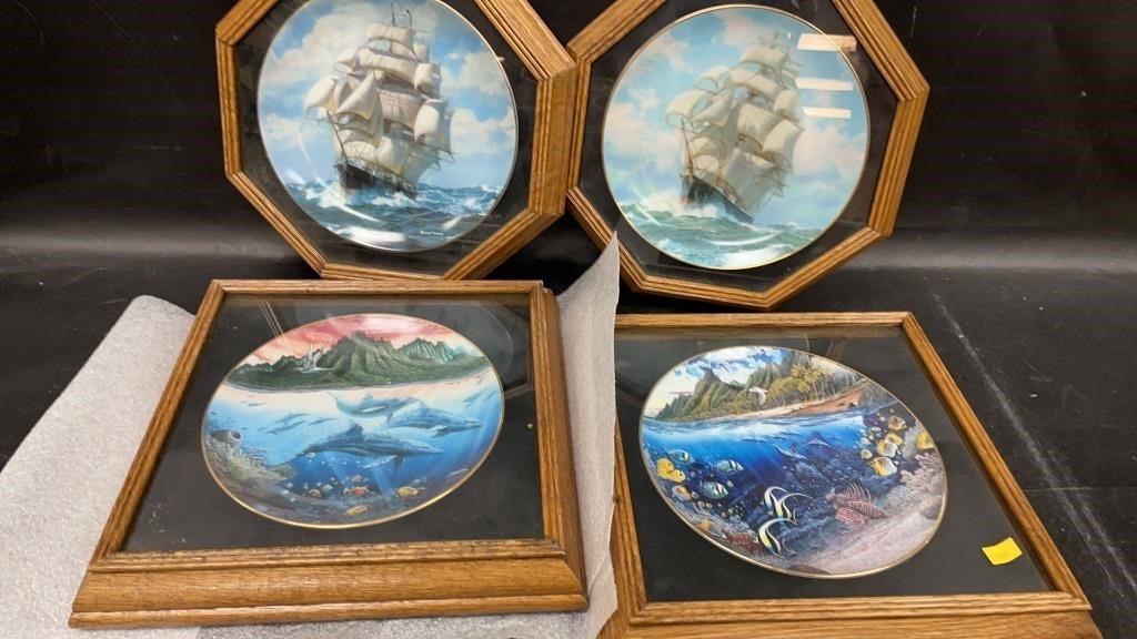 4 Framed Collector Plates