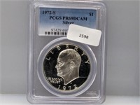 PCGS 1972-S PR69DCAM 40% Silv Ike $1