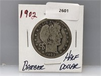 1902 90% Silver Barber Half $1 Dollar