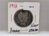 1912 90% Silver Barber Half $1 Dollar
