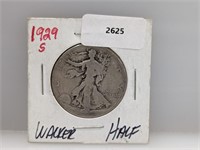 1929-S 90% Silver Walker Half $1 Dollar