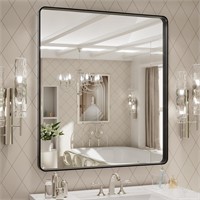 32x36in Black Framed Bathroom Mirror