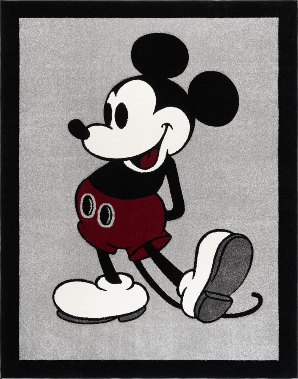 Mickey Mouse Rug 8x10  Gray Black Border