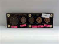 US Type One Cents Set (5)