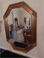 Gold beveled mirror 28 / 40 inches.