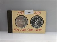 2-80% Silver Canada $1 Dollars