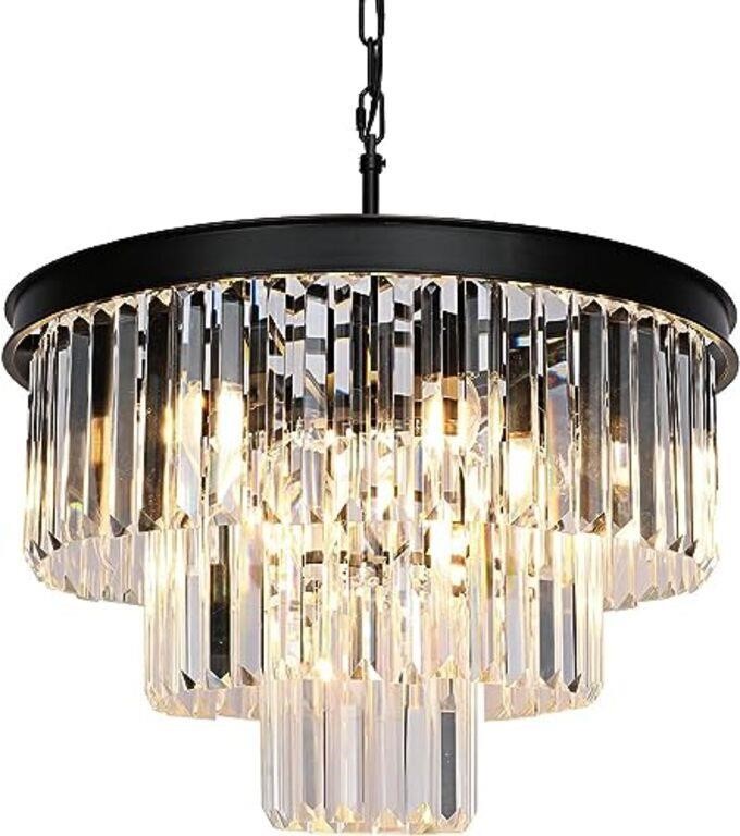 Weesalife Black Crystal Chandeliers for Dining Roo