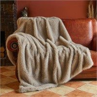 Krifey Plush Faux Fur Blanket  Grey 60x80