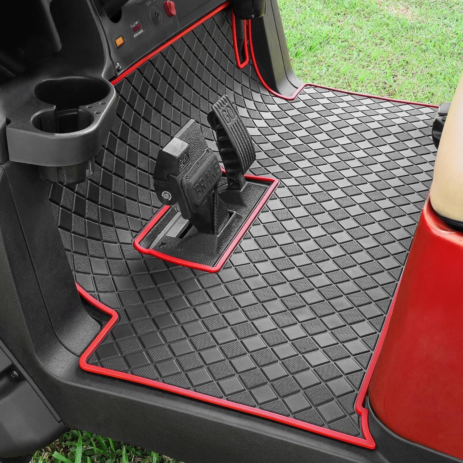 Red Trim Floor Mat for Golf Cart
