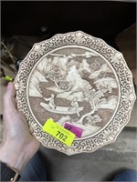 WHITE CINNABAR STYLE IVORY DYNASTY H RELIEF PLATE