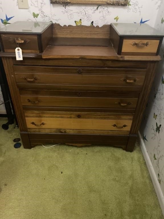 Antique dresser w/copper drawer pulls. Drawers