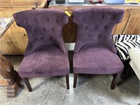 2PC NICE UPHOLSTERED TUFTED CHAIRS SEE BACKS