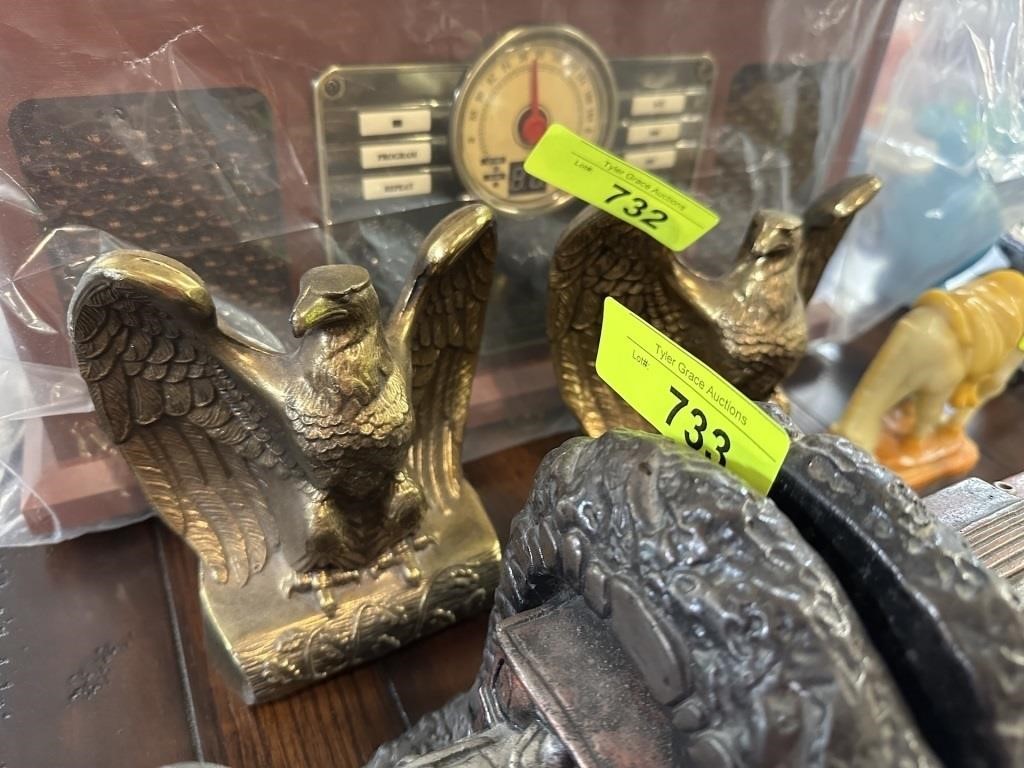 2PC MATCHED BRASS EAGLE BOOKENDS