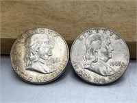 TWO Franklin Half Dollars 1961 & 1963-D 90%