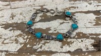 .925 Sterling Silver and Turquoise Hearts with