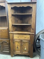 70" Vintage 3-Shelf Cabinet 1 Drawer 2 Door