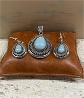 925 Sterling Silver Pendant and Earring set with