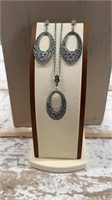 .925 Sterling Silver Marcasite Necklace & Earring