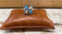 .925 Sterling Silver and Blue Fire Opal and White