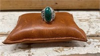 .925 Sterling Silver and Malachite Stone Ring,