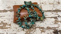 24” Turquoise Chip Beaded Necklace with .925