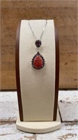.925 Sterling Silver and Garnet, Marcasite, and