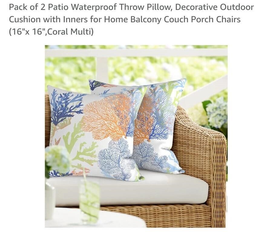 MSRP $30 2 Patio Throw Pillows Includes Inserts